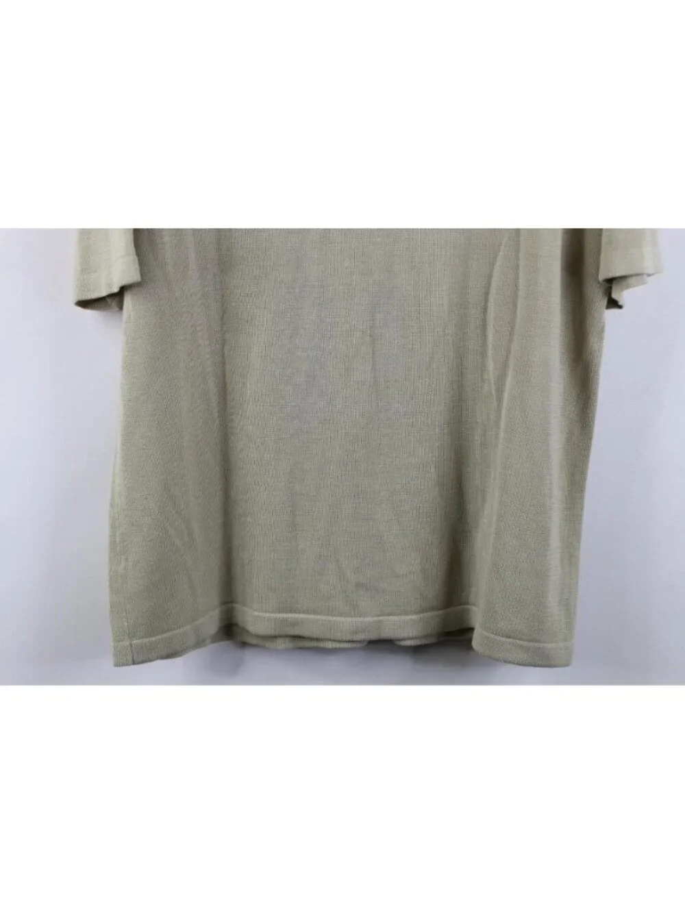 Vintage 90s Streetwear Mens Large Blank Ribbed Knit Collared Polo Shirt Beige